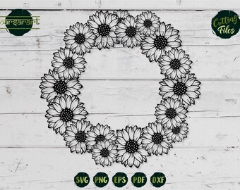 Free Free 206 Sunflower Wreath Svg Black And White SVG PNG EPS DXF File