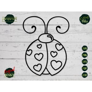 Coccinella SVG, Clipart coccinella, San Valentino SVG, Cuore SVG, Love Bug, Lady Beetle Vector, File di taglio digitale Cricut/Silhouette Laser Eps Png Dxf