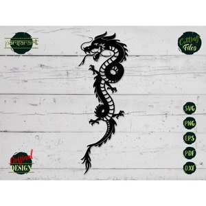 Drago cinese SVG, drago polmonare SVG, drago Clipart simbolo zodiacale SVG forza animale orientale vettore taglia File Cricut/Silhouette Eps Png Dxf