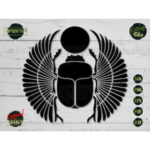 Ägyptischer Skarabäus SVG, Käfer SVG Ägyptische Symbol SVG Hieroglyphe Vektor Bug Insekt Flügel Clipart Digital geschnitten Datei Cricut/Silhouette Eps Png Dxf