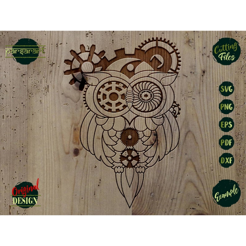 Steampunk Owl SVG Bird SVG Steampunk Gears SVG Animal Clockwork Victorian Goth Laser Vector Digital Cut File Cricut/Silhouette Eps Png Dxf image 2