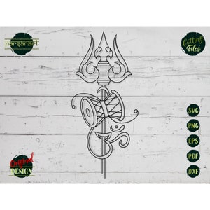 Trishul SVG, Lord Shiva Trishul Clipart indù SVG Om Namaste Dio indiano meditazione vettoriale taglio digitale File Cricut/Silhouette Eps Png Dxf
