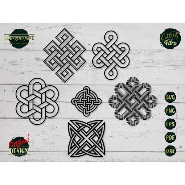 Endless Knot SVG Bundle, Celtic SVG Ethnic Traditional Tibetian Wicca Clipart Sacred Vector Digital Cut File Cricut/Silhouette Eps Png Dxf