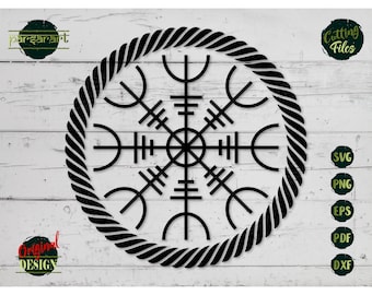 Helm of Awe SVG, Viking Symbol SVG Nordic Compass Clipart Pagan Valhalla Vegvisir Odin Vector Digital Cut File Cricut/Silhouette Eps Png Dxf