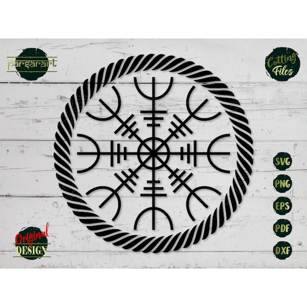 Helm of Awe SVG, Viking Symbol SVG Nordic Compass Clipart Pagan Valhalla Vegvisir Odin Vector Digital Cut File Cricut/Silhouette Eps Png Dxf