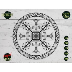 Elmo del travestimento SVG, simbolo vichingo SVG Nordico islandese Clipart Pagan Valhalla Odin vettoriale Digital Cut File Cricut/Silhouette Eps Png Dxf