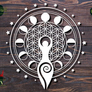 Spiral Goddess SVG, Moon Phases SVG Flower of Life SVG Wicca Pagan Celtic Symbol Witch Wiccan Vector Cut File Cricut/Silhouette Eps Png Dxf image 3