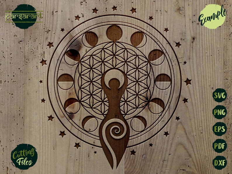 Spiral Goddess SVG, Moon Phases SVG Flower of Life SVG Wicca Pagan Celtic Symbol Witch Wiccan Vector Cut File Cricut/Silhouette Eps Png Dxf image 6