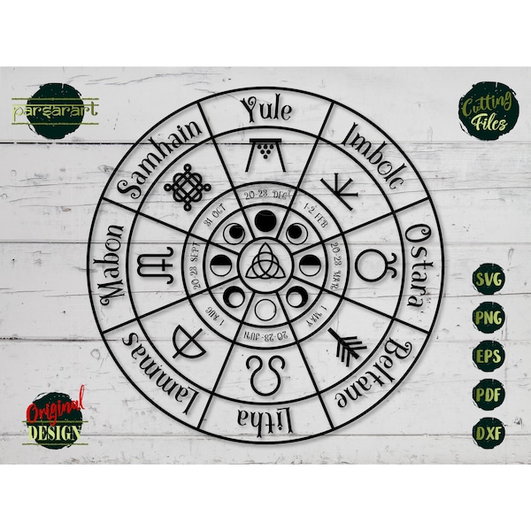 Wheel Of The Year SVG, Celtic SVG Wicca Clipart Pagan Calendar Celtic Prayers Wiccan Vector Digital Cut File Cricut/Silhouette Eps Png Dxf