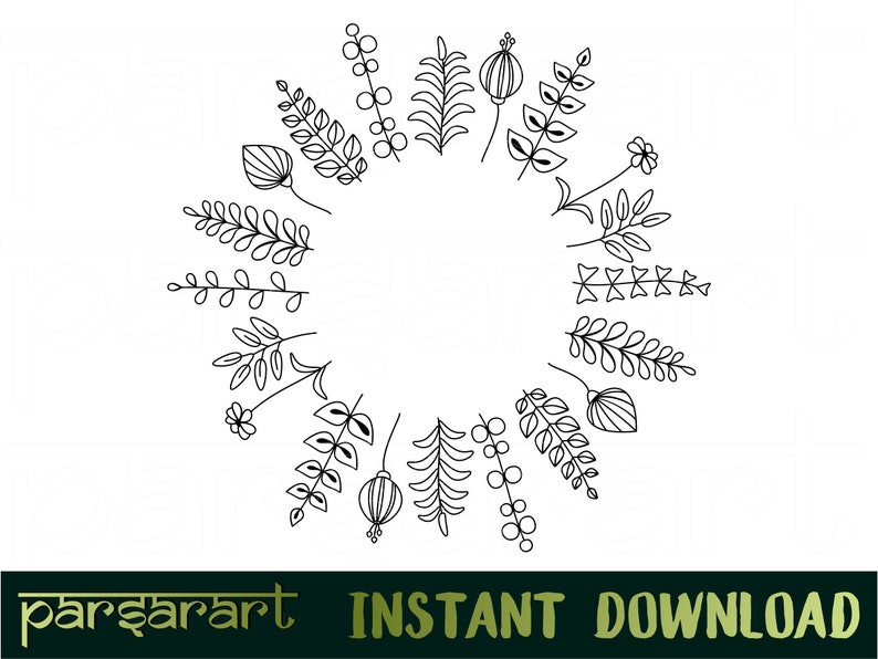 Download Clip Art Craft Pattern Wreath Clipart Monogram Frame Svg Flower Wreath Svg Plant Wreath Svg Digital Cut File Cricutsilhouette Eps Png Dxf Art Collectibles