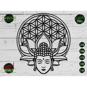 生命の花SVG、仏陀SVG、蓮の花SVG、ヨガSVG、ナマステマンダラ瞑想、神聖幾何学カットファイル、Cricut/シルエット、Eps、Png、Dxf