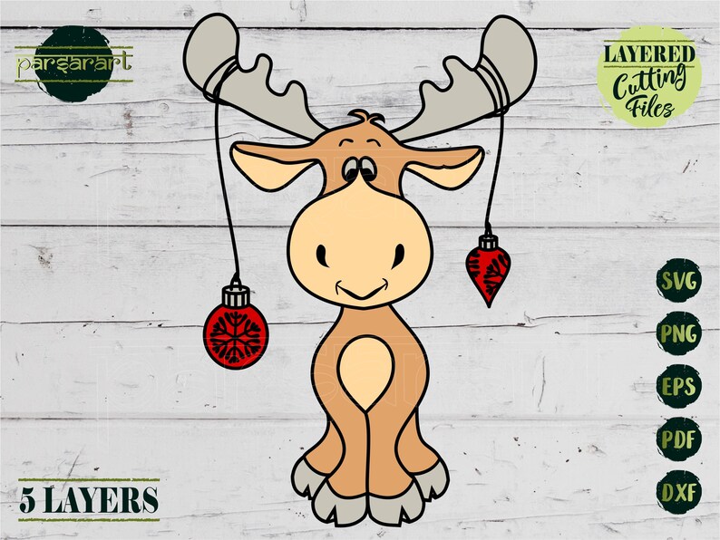 Cute Moose SVG Christmas SVG Layered Moose SVG Nursery ...