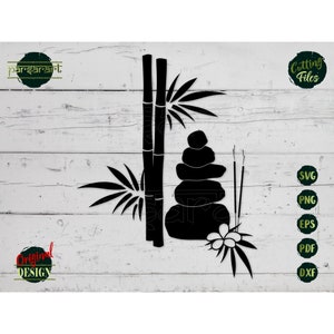 Zen Rocks SVG, Zen Stones SVG Balancing Stones SVG Zen Yoga Meditation Namaste Bamboo Vector Digital Cut File Cricut/Silhouette Eps Png Dxf