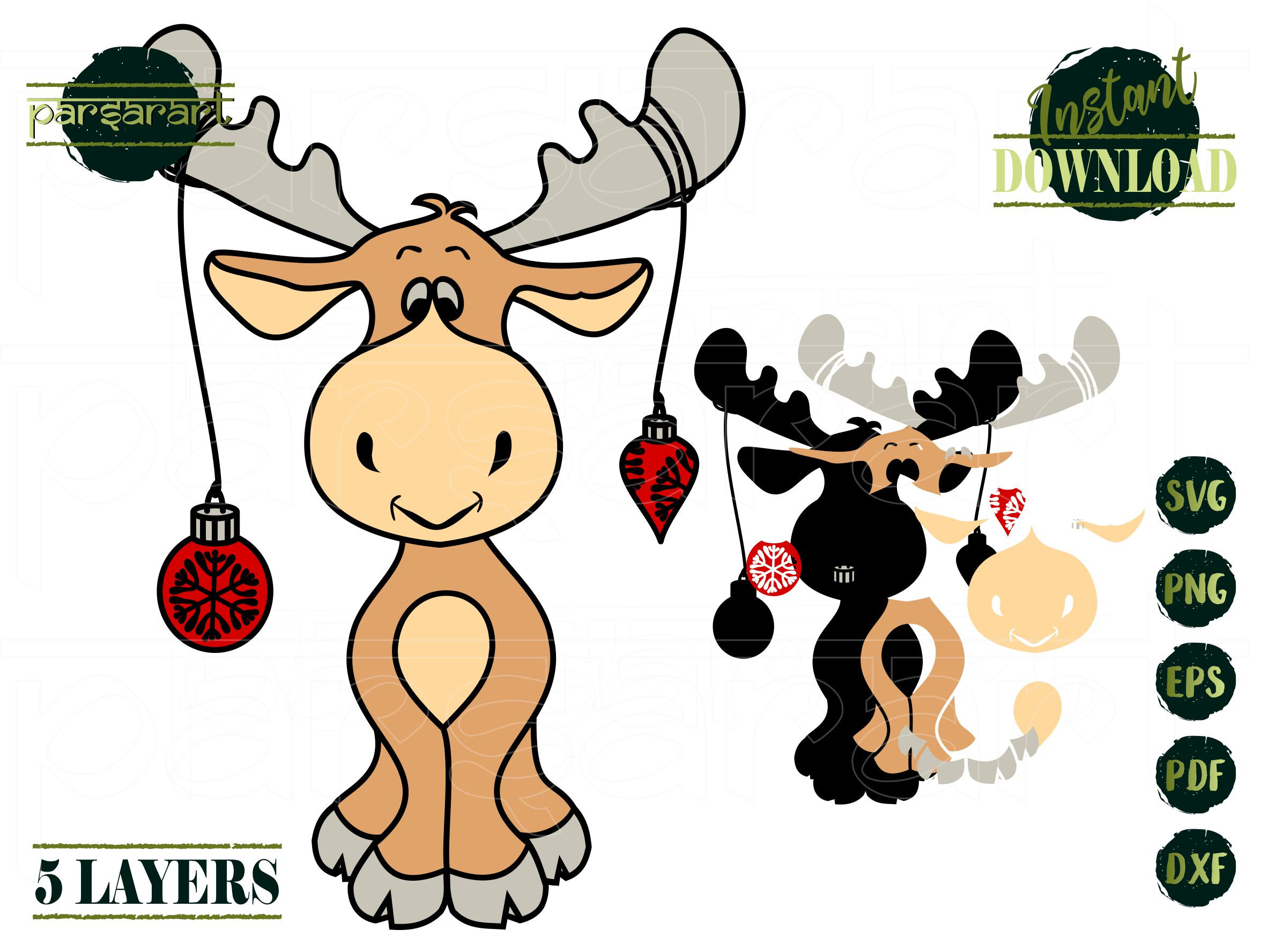 Cute Moose SVG Christmas SVG Layered Moose SVG Nursery Baby Etsy UK