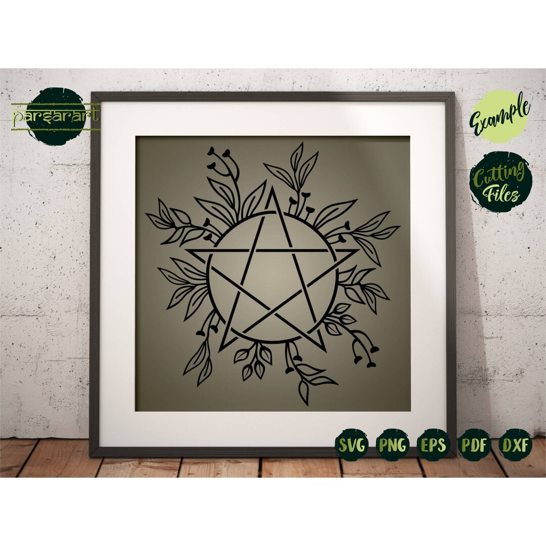 Wiccan Pentacle SVG Pentagram SVG Leaves SVG Witchcraft Wicca Etsy