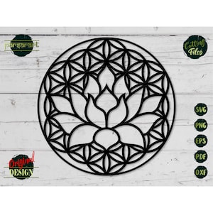 Fleur de vie SVG, SVG fleur de lotus, Namaste Clipart Yoga Svg Mandala Svg méditation géométrie sacrée coupe fichier Cricut/Silhouette Eps Png Dxf