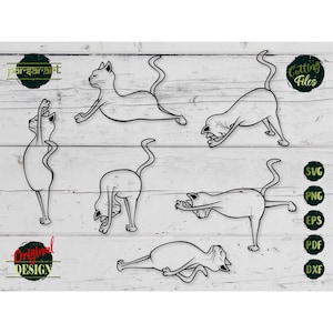 Yoga chats SVG Bundle yoga Clipart drôle de chat yoga SVG Sport chaton Svg poses de yoga Svg animaux de compagnie amoureux cadeau fichier coupe Cricut/Silhouette Eps Png Dxf