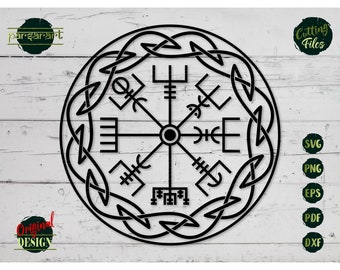 Vegvisir SVG, Viking Symbol SVG Nordic Compass Clipart Pagan Valhalla Protection Odin Vector Digital Cut File Cricut/Silhouette Eps Png Dxf