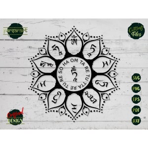 Mantra SVG, Green Tara Mantra SVG Lotus Mandala Svg Tibetano Clipart Yoga SVG Meditação Símbolo Vetorial Arquivo de Corte Cricut/Silhueta Eps Png Dxf