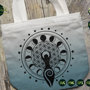 Spiral Goddess SVG, Moon Phases SVG Flower of Life SVG Wicca Pagan Celtic Symbol Witch Wiccan Vector Cut File Cricut/Silhouette Eps Png Dxf image 4