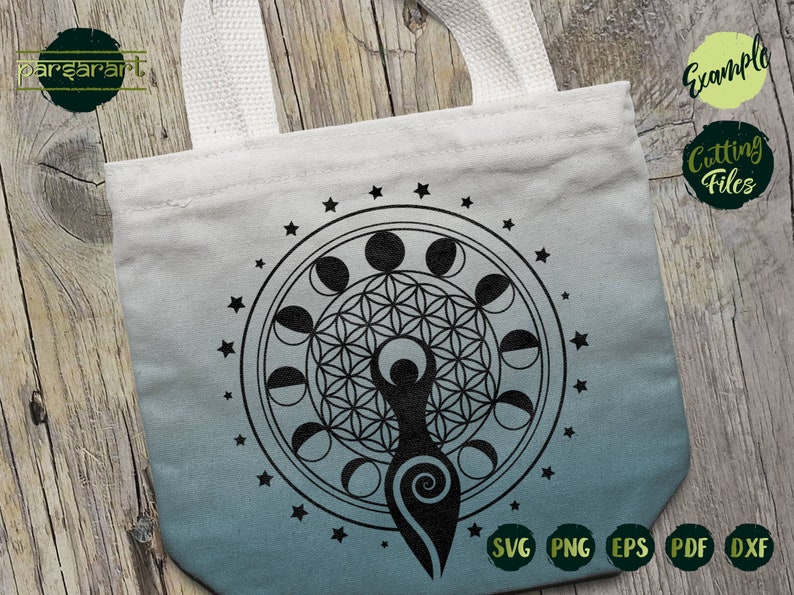 Spiral Goddess SVG, Moon Phases SVG Flower of Life SVG Wicca Pagan Celtic Symbol Witch Wiccan Vector Cut File Cricut/Silhouette Eps Png Dxf image 4