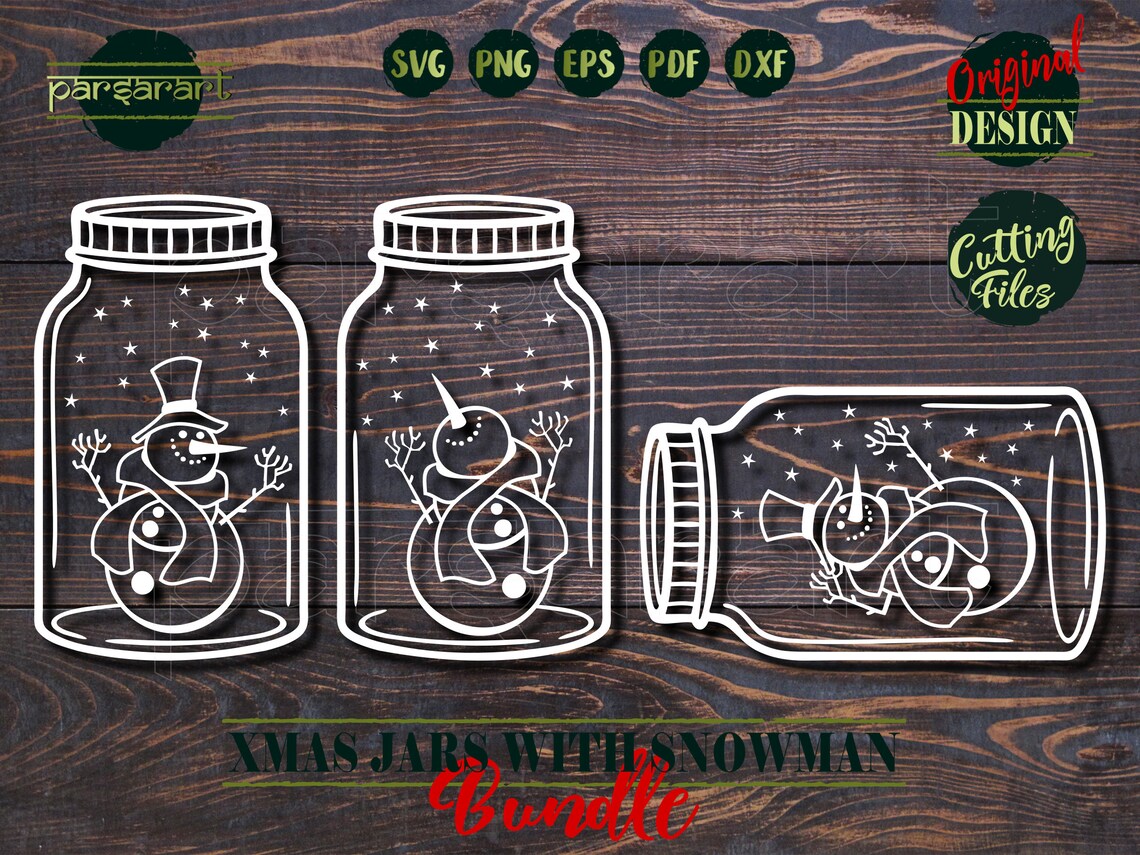Christmas Jars SVG Bundle Mason Jars SVG Happy Snowman Stars - Etsy