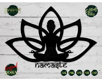 Lotus Flower SVG, Yoga Girl SVG Namaste SVG Spiritual Buddhist Relaxation Meditation Vector Digital Cut File Cricut/Silhouette Eps Png Dxf