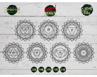 7 Chakras SVG, Símbolos de Chakra SVG, Namaste Clipart, Yoga SVG, Mandala Svg, Meditación Svg, Archivo de Corte Digital Cricut/Silhouette Eps Png Dxf