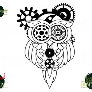 Steampunk Owl SVG Bird SVG Steampunk Gears SVG Animal Clockwork Victorian Goth Laser Vector Digital Cut File Cricut/Silhouette Eps Png Dxf image 6