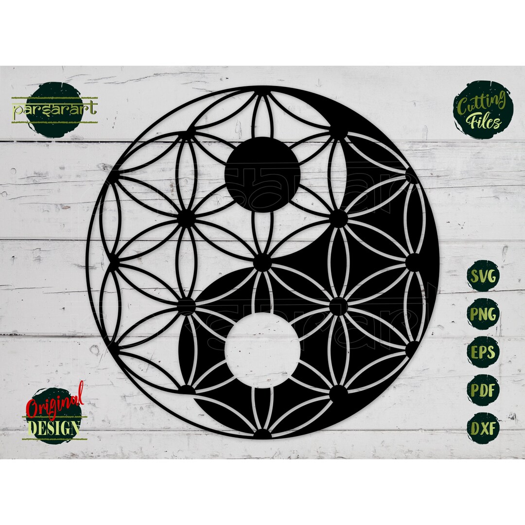 Yin and Yang SVG, Flower of Life SVG, Yin Yang Clipart Tai Chi Symbol SVG  Harmony Tao Sacred Geometry Cut File Cricut/silhouette Eps Png Dxf - Etsy  Israel, image size:1080x1080