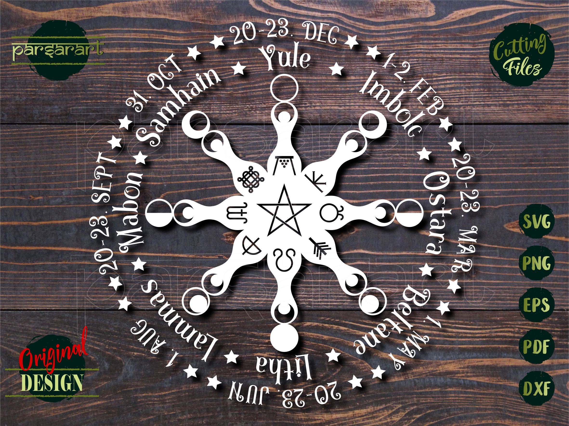 Wicca Wheel SVG, Wheel of the Year SVG Celtic SVG Pagan Calendar Celtic ...