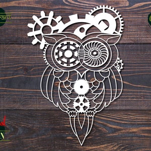 Steampunk Owl SVG Bird SVG Steampunk Gears SVG Animal Clockwork Victorian Goth Laser Vector Digital Cut File Cricut/Silhouette Eps Png Dxf image 4