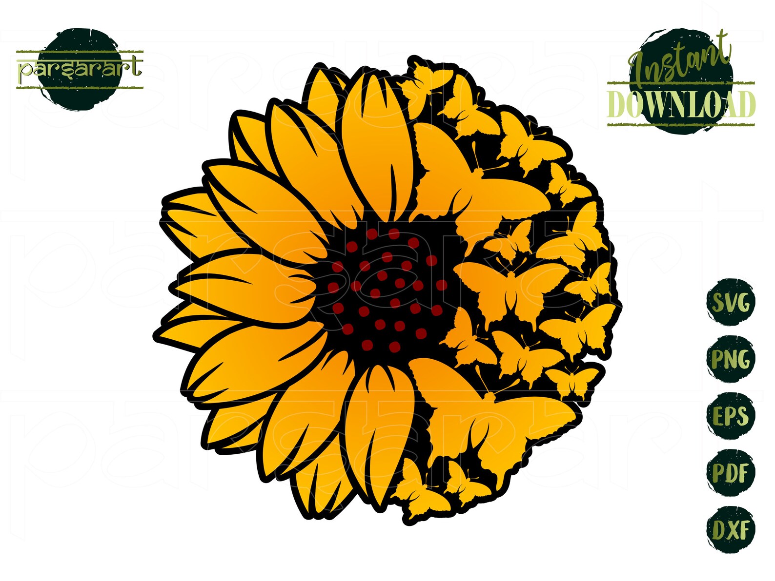 Sunflower Butterfly SVG Layered Floral SVG Sunflower | Etsy