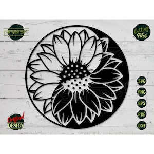 Yin e Yang SVG, Girasole SVG, Yin Yang Clipart Tai Chi Simbolo SVG Armonia Tao Geometria Sacra Taglia File Cricut/Silhouette Eps Png Dxf