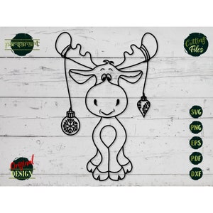 Niedliche Elch SVG, Weihnachten SVG Elch Vektor Hirsch Kindergarten Baby Waldtier Clipart Cut Datei Cricut/Silhouette Sticker Druck Eps Png Dxf