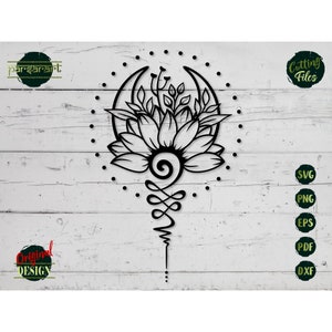 Unalome SVG, Girasol SVG Unalome Símbolo Luna SVG Yoga Svg Namaste Svg Meditación Vector Archivo de corte digital Cricut/Silhouette Eps Png Dxf