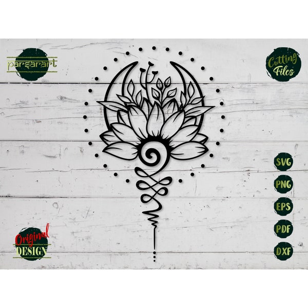 Unalome SVG, Sunflower SVG Unalome Symbol Moon SVG Yoga Svg Namaste Svg Meditation Vector Digital Cut File Cricut/Silhouette Eps Png Dxf