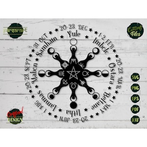 Wicca Wheel SVG, Wheel Of The Year SVG Celtic SVG Pagan Calendar Celtic Prayers Wiccan Vector Digital Cut File Cricut/Silhouette Eps Png Dxf