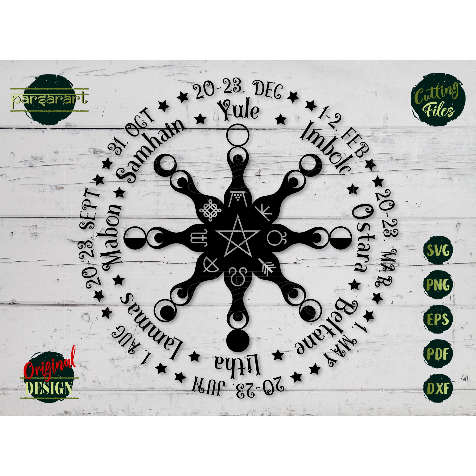 Wicca Wheel SVG, Wheel of the Year SVG Celtic SVG Pagan Calendar Celtic ...