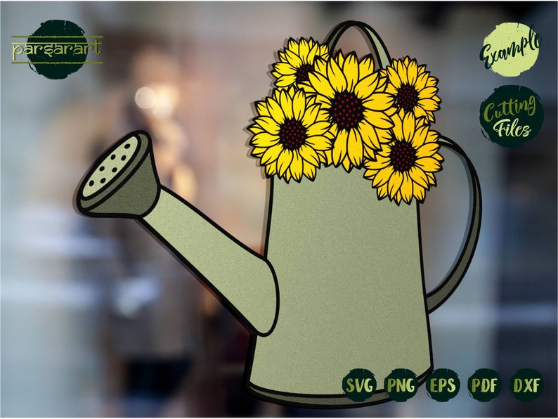 Download Sunflower in Watering Can SVG Layered SVG Gardening SVG | Etsy