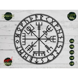 Vegvisir SVG、バイキング ルーン SVG 北欧シンボル コンパス 異教徒 ヴァルハラ 保護 オーディン ベクター デジタル カット ファイル Cricut/シルエット Eps PNG Dxf