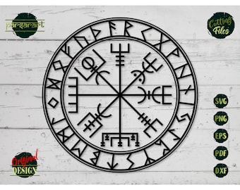 Vegvisir SVG, Viking Runes SVG Nordic Symbol Compass Pagan Valhalla Protection Odin Vector Digital Cut File Cricut/Silhouette Eps Png Dxf