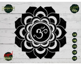 Om Mandala SVG, Mandala Flower SVG Om Symbol Clipart Yoga SVG Namaste Svg Meditation Vector Digital Cut File Cricut/Silhouette Eps Png Dxf