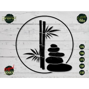 Zen Rocks SVG, Zen Stones SVG Meditation Stones SVG Zen Yoga Svg Namaste Svg Bamboo Vector Digital Cut File Cricut/Silhouette Eps Png Dxf