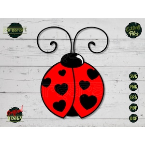 Cute Ladybug SVG, Ladybird SVG, Valentine SVG, Hearts, Love Bug, Insetti, Lady Beetle Clipart Digital Cut File Cricut/Silhouette Eps Png Dxf