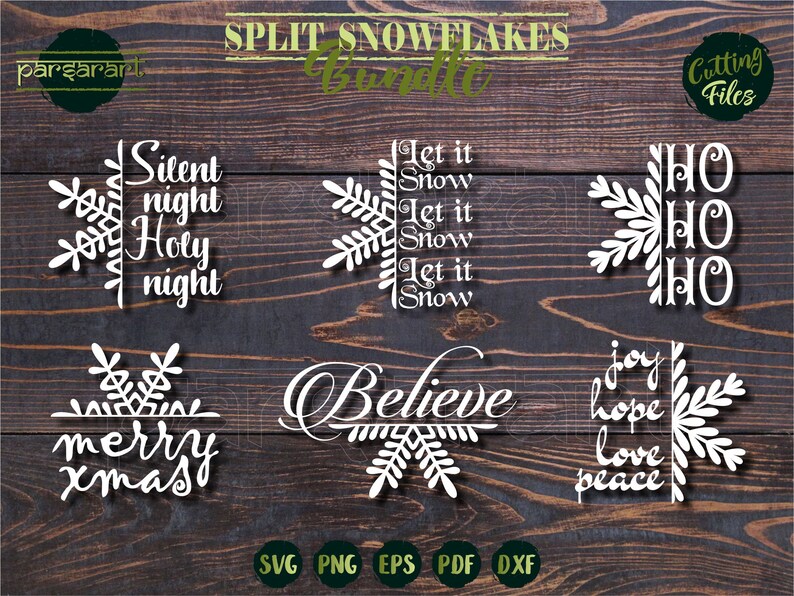Download Snowflakes SVG Bundle Christmas Word SVG Split Snowflake Let | Etsy