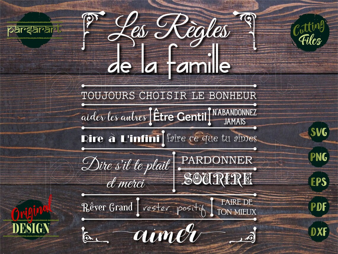 Family House Rules SVG French Family Rules SVG Family SVG | Etsy