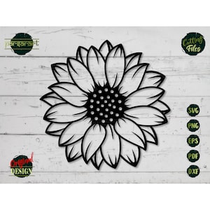 Sunflower SVG, Floral SVG, Sunflower Clipart, Flower SVG, Sunflower Template, Cut File Cricut/Silhouette, Vector Stencil Print Eps Png Dxf