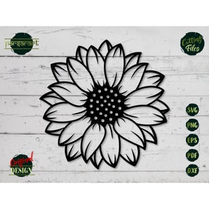 Sunflower SVG, Floral SVG, Sunflower Clipart, Flower SVG, Sunflower Template, Cut File Cricut/Silhouette, Vector Stencil Print Eps Png Dxf