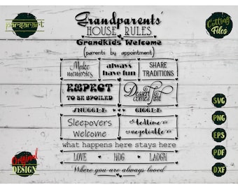 Grandparents House Rules SVG, Family SVG, Family Rules SVG, Our Family Sign, Christmas Gift, Cut File Cricut/Silhouette, Stencil Eps Png Dxf